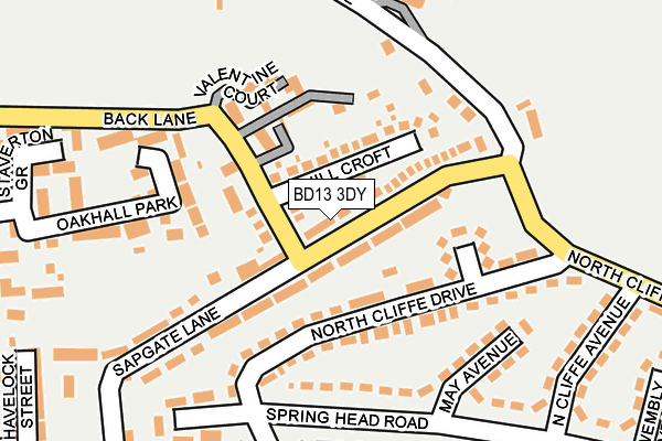 BD13 3DY map - OS OpenMap – Local (Ordnance Survey)