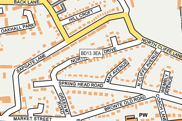 BD13 3EA map - OS OpenMap – Local (Ordnance Survey)