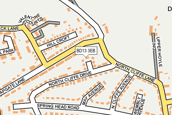 BD13 3EB map - OS OpenMap – Local (Ordnance Survey)