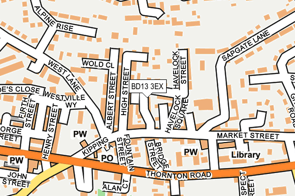 BD13 3EX map - OS OpenMap – Local (Ordnance Survey)