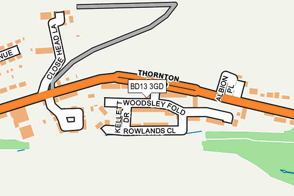 BD13 3GD map - OS OpenMap – Local (Ordnance Survey)