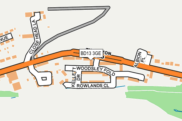 BD13 3GE map - OS OpenMap – Local (Ordnance Survey)
