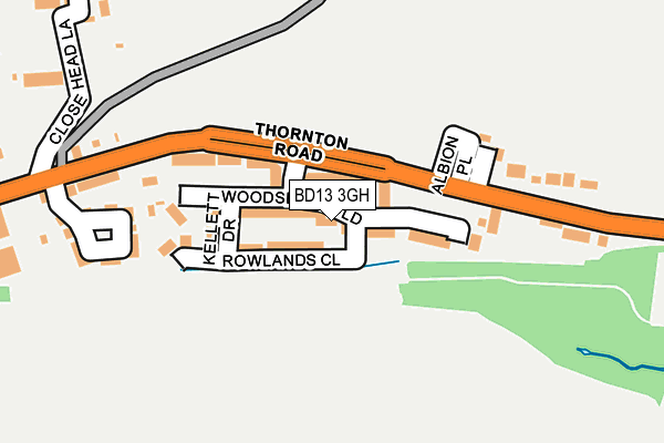 BD13 3GH map - OS OpenMap – Local (Ordnance Survey)
