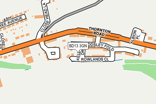 BD13 3GN map - OS OpenMap – Local (Ordnance Survey)