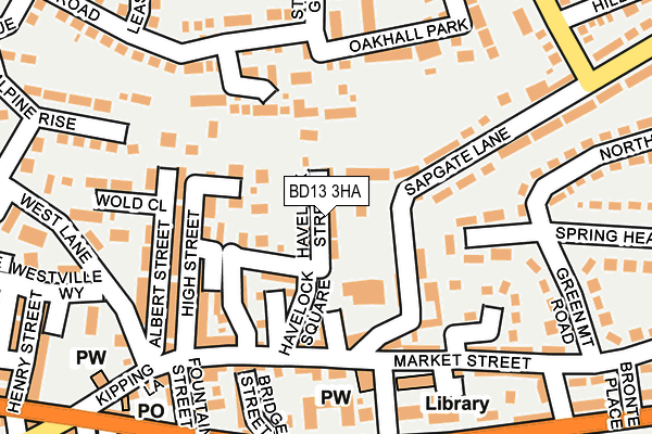 BD13 3HA map - OS OpenMap – Local (Ordnance Survey)