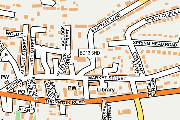 BD13 3HD map - OS OpenMap – Local (Ordnance Survey)