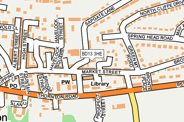 BD13 3HE map - OS OpenMap – Local (Ordnance Survey)