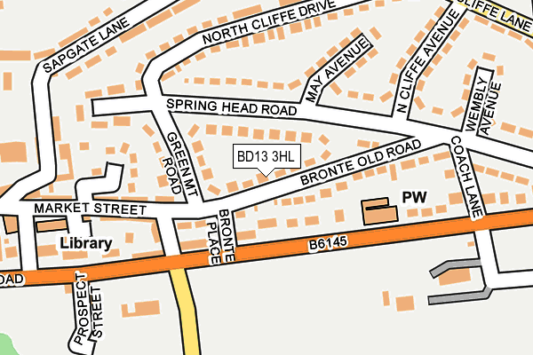 BD13 3HL map - OS OpenMap – Local (Ordnance Survey)