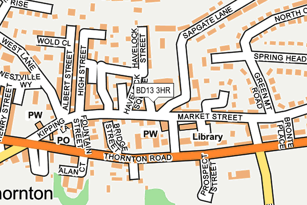 BD13 3HR map - OS OpenMap – Local (Ordnance Survey)