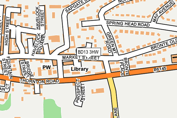 BD13 3HW map - OS OpenMap – Local (Ordnance Survey)