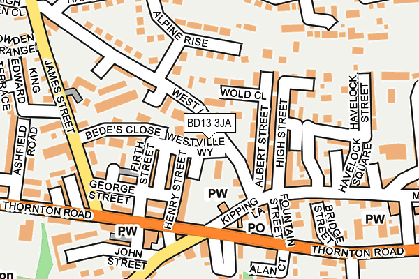 BD13 3JA map - OS OpenMap – Local (Ordnance Survey)