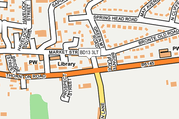 BD13 3LT map - OS OpenMap – Local (Ordnance Survey)