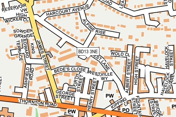 BD13 3NE map - OS OpenMap – Local (Ordnance Survey)