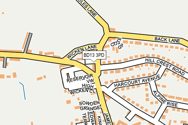 BD13 3PD map - OS OpenMap – Local (Ordnance Survey)