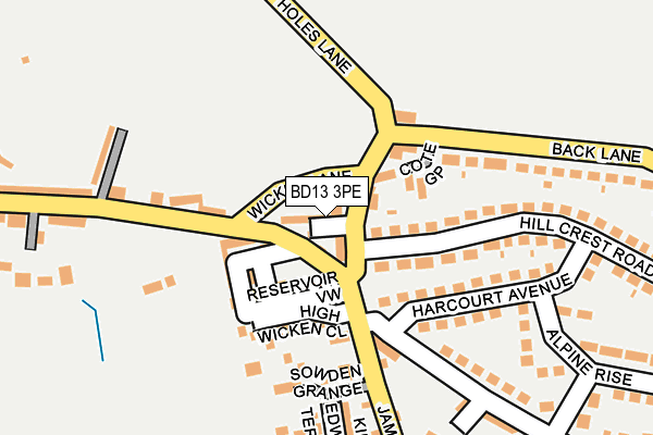 BD13 3PE map - OS OpenMap – Local (Ordnance Survey)