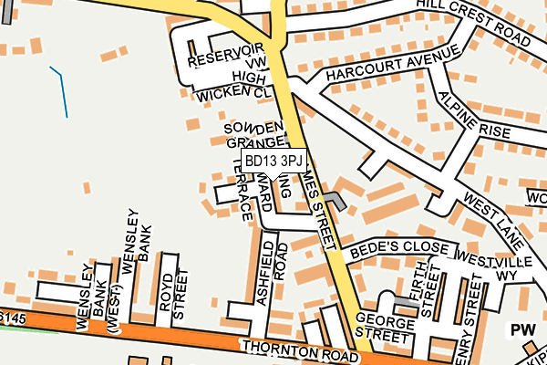 BD13 3PJ map - OS OpenMap – Local (Ordnance Survey)