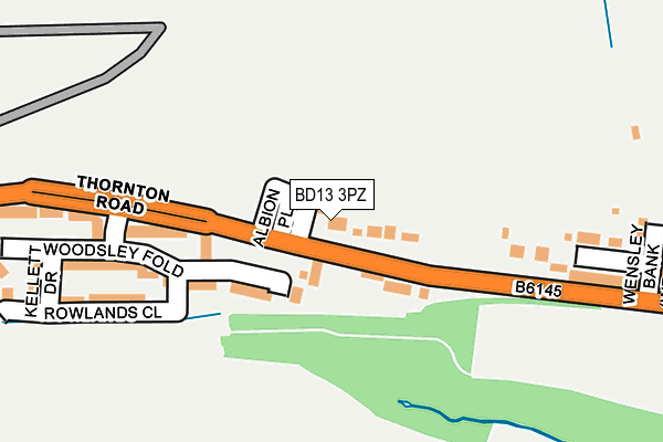 BD13 3PZ map - OS OpenMap – Local (Ordnance Survey)