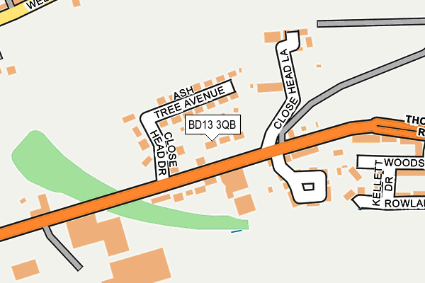 BD13 3QB map - OS OpenMap – Local (Ordnance Survey)