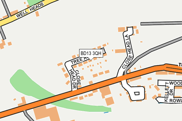 BD13 3QH map - OS OpenMap – Local (Ordnance Survey)