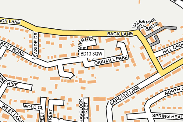 BD13 3QW map - OS OpenMap – Local (Ordnance Survey)