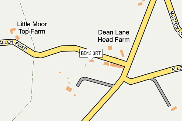 BD13 3RT map - OS OpenMap – Local (Ordnance Survey)