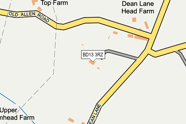 BD13 3RZ map - OS OpenMap – Local (Ordnance Survey)