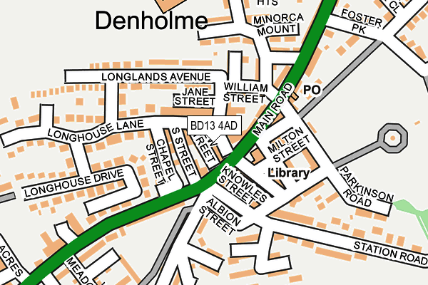 BD13 4AD map - OS OpenMap – Local (Ordnance Survey)