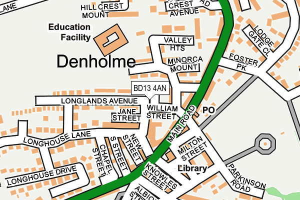 BD13 4AN map - OS OpenMap – Local (Ordnance Survey)