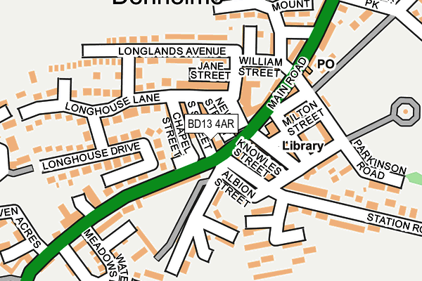 BD13 4AR map - OS OpenMap – Local (Ordnance Survey)