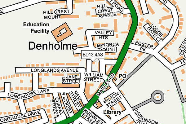 BD13 4AS map - OS OpenMap – Local (Ordnance Survey)