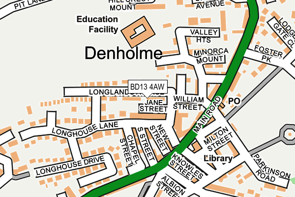 BD13 4AW map - OS OpenMap – Local (Ordnance Survey)