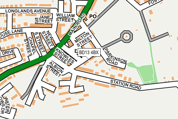BD13 4BX map - OS OpenMap – Local (Ordnance Survey)