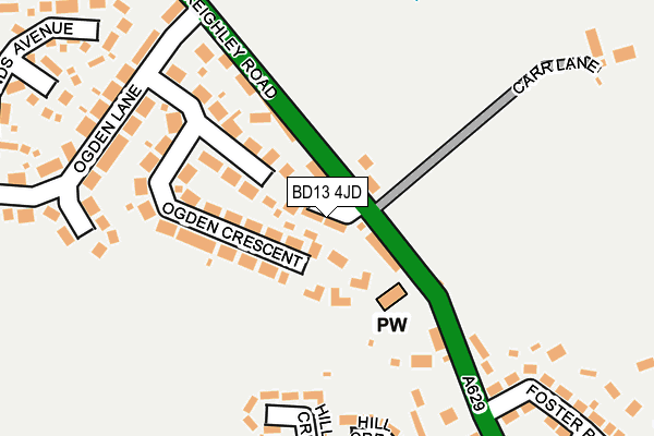 BD13 4JD map - OS OpenMap – Local (Ordnance Survey)