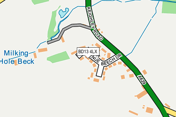 BD13 4LX map - OS OpenMap – Local (Ordnance Survey)