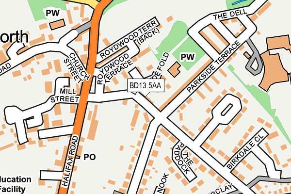 BD13 5AA map - OS OpenMap – Local (Ordnance Survey)