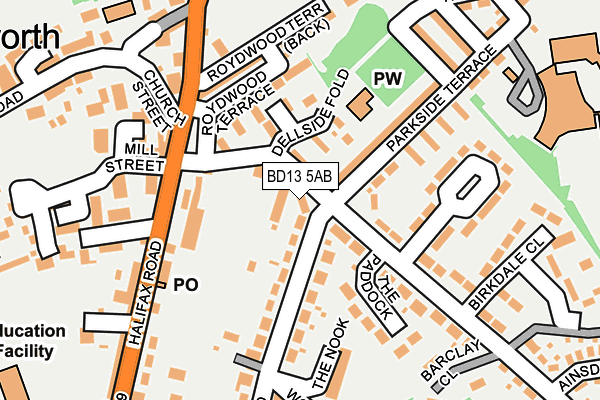 BD13 5AB map - OS OpenMap – Local (Ordnance Survey)