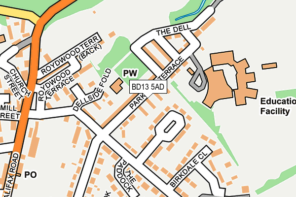 BD13 5AD map - OS OpenMap – Local (Ordnance Survey)