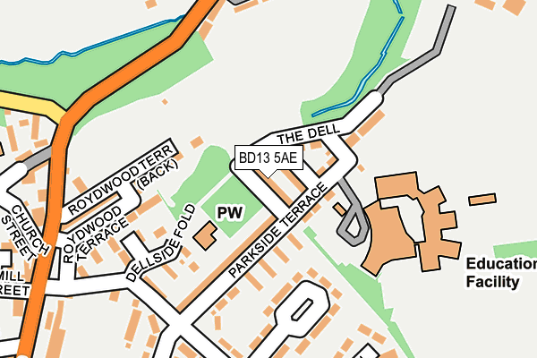 BD13 5AE map - OS OpenMap – Local (Ordnance Survey)