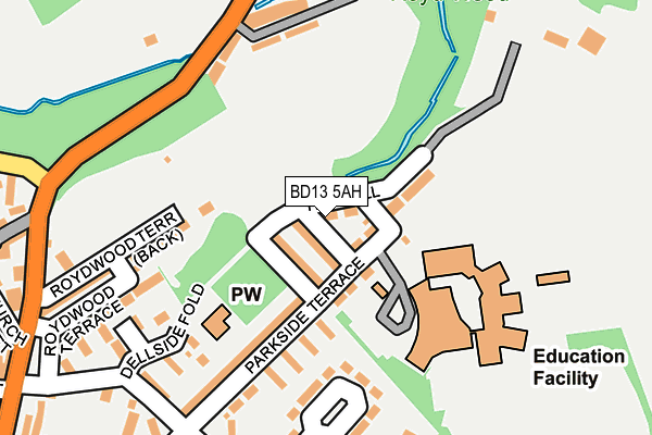 BD13 5AH map - OS OpenMap – Local (Ordnance Survey)