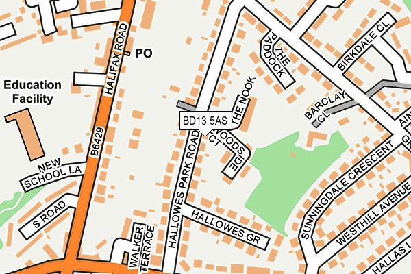 BD13 5AS map - OS OpenMap – Local (Ordnance Survey)