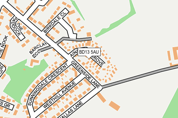 BD13 5AU map - OS OpenMap – Local (Ordnance Survey)