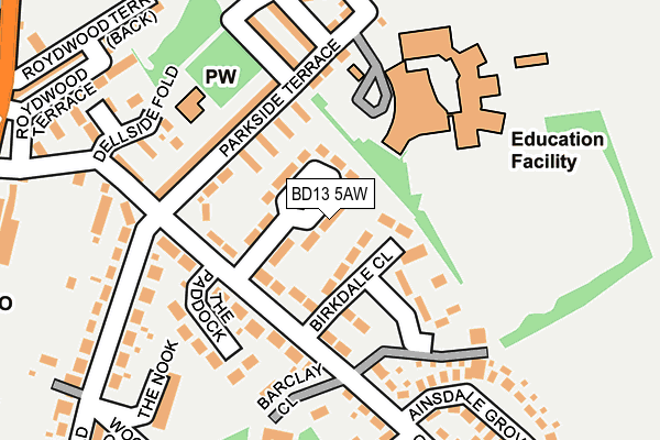 BD13 5AW map - OS OpenMap – Local (Ordnance Survey)