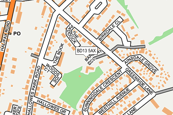 BD13 5AX map - OS OpenMap – Local (Ordnance Survey)