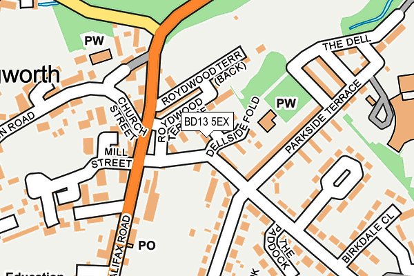 BD13 5EX map - OS OpenMap – Local (Ordnance Survey)