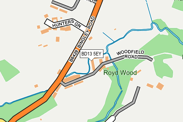 BD13 5EY map - OS OpenMap – Local (Ordnance Survey)