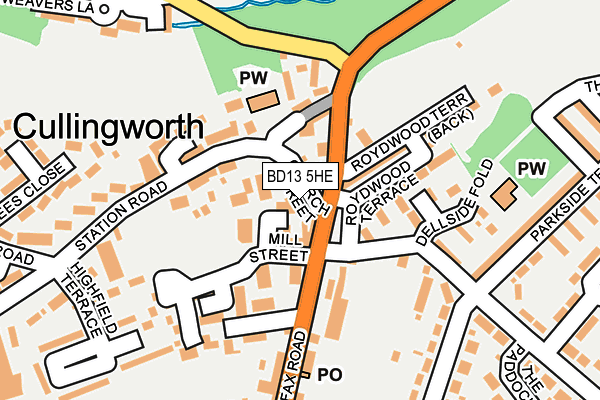 BD13 5HE map - OS OpenMap – Local (Ordnance Survey)