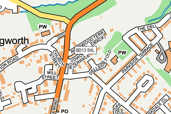 BD13 5HL map - OS OpenMap – Local (Ordnance Survey)