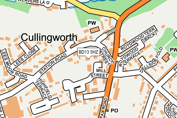 BD13 5HZ map - OS OpenMap – Local (Ordnance Survey)