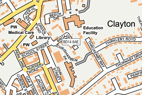 BD14 6AE map - OS OpenMap – Local (Ordnance Survey)