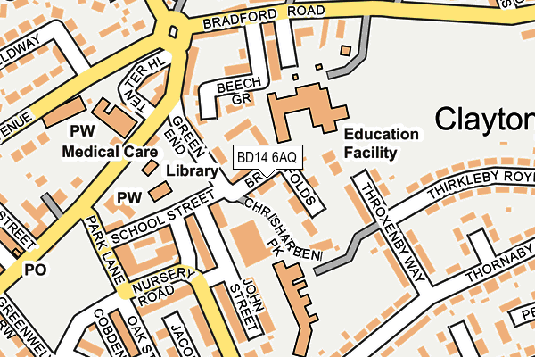 BD14 6AQ map - OS OpenMap – Local (Ordnance Survey)